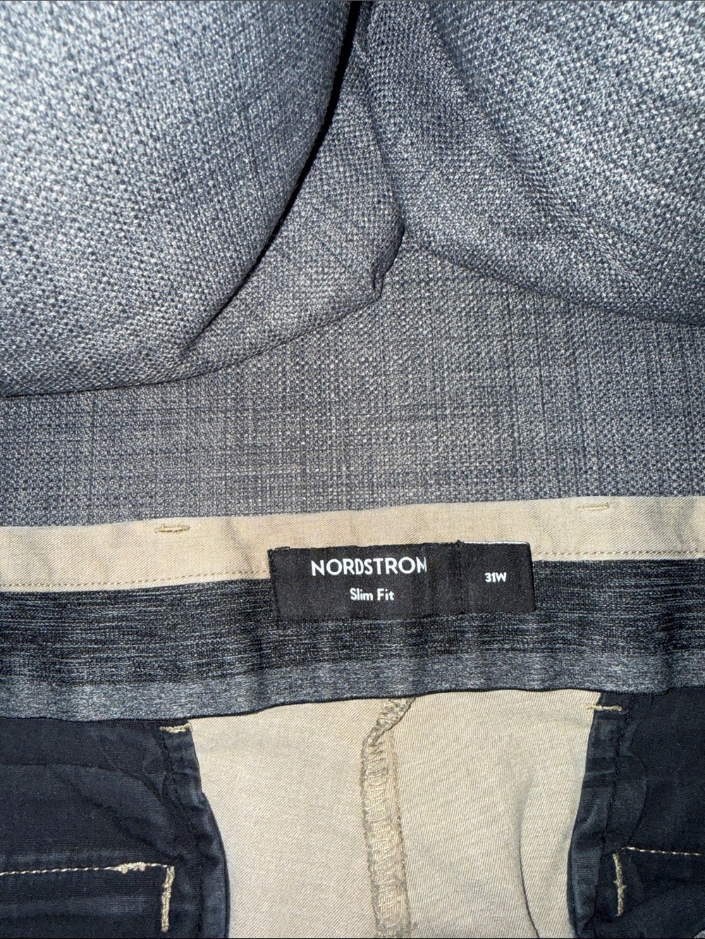 Nordstrom Men's Light Beige Flat-Front Shorts - Picture 3 of 3